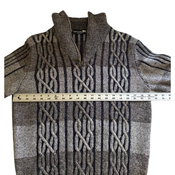 Maremma Gray And Brown Italian Merino Wool & Acrylic Knit Sweater Size S - Picture 6 of 7